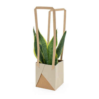 Unifold Bag 14x12x12cm Cream with Plant